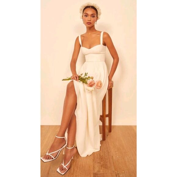 Reformation Hollyhock Ivory Cream Lecce Maxi Bride Bridal Gown Wedding Dress XS - Picture 3 of 16